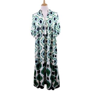 Cezele Dress Geometric Tiered Dress, sz Medium